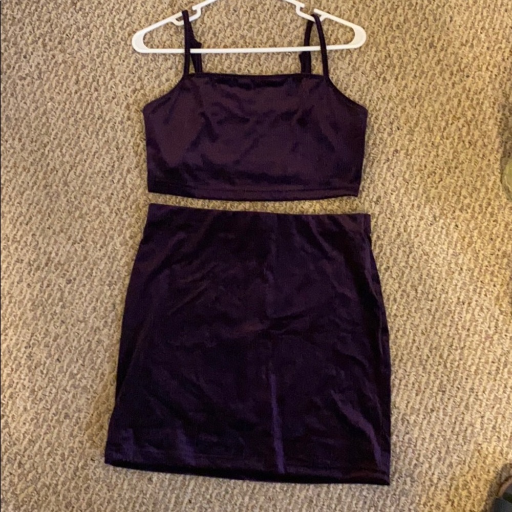 Purple velvet two piece set